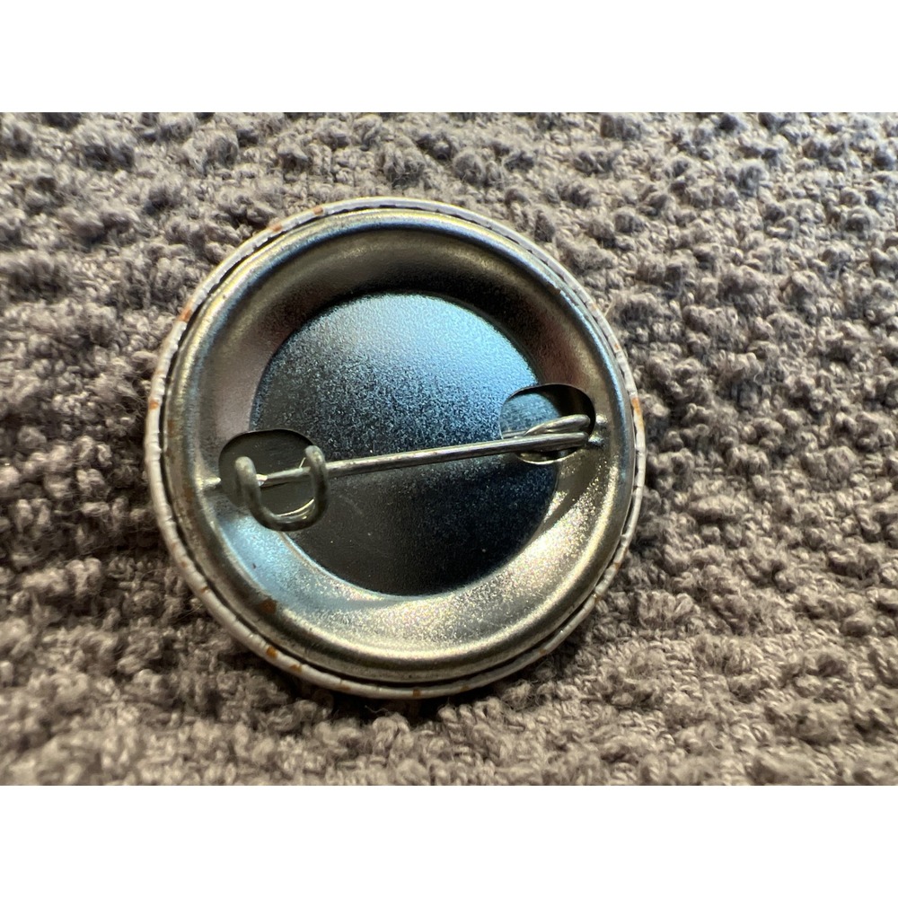 Vintage 80s Rule Button Pin Retro Neon Blue Red Checkered 1 Inch Accessory - Picture 2 of 2